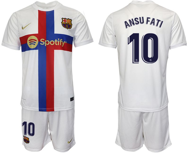 Men 2022-2023 Club Barcelona white away #10 Soccer Jersey1